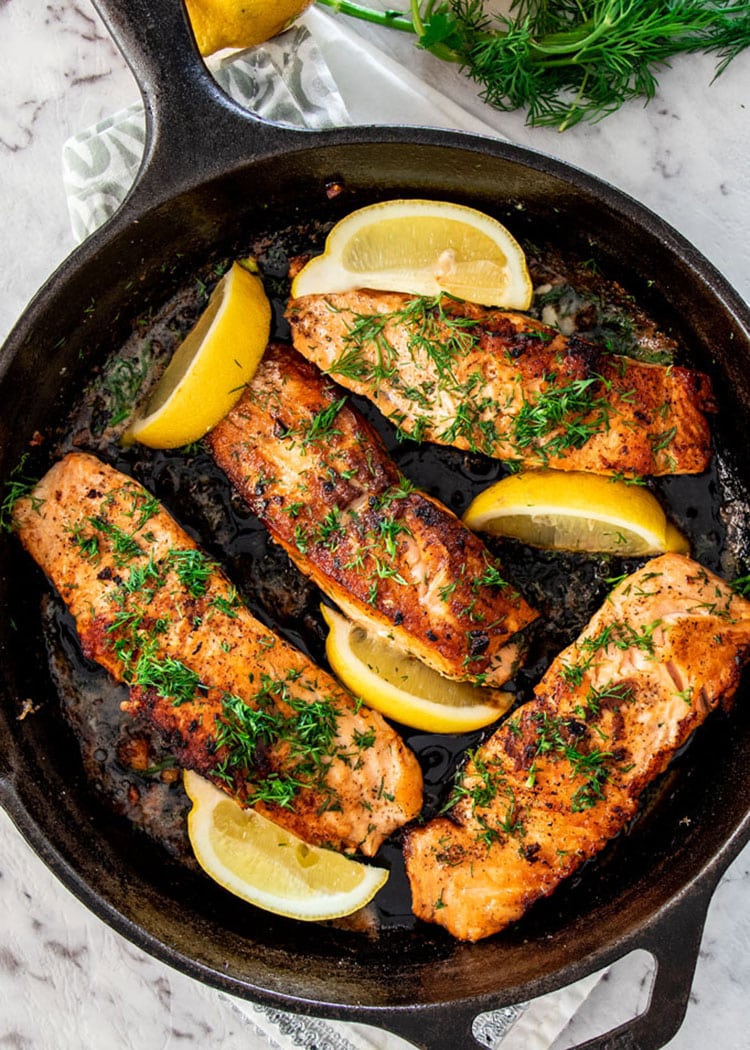 Lemon Dill Pan Fried Salmon - Craving Home Cooked