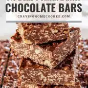 pin for no bake peanut butter chocolate bars.