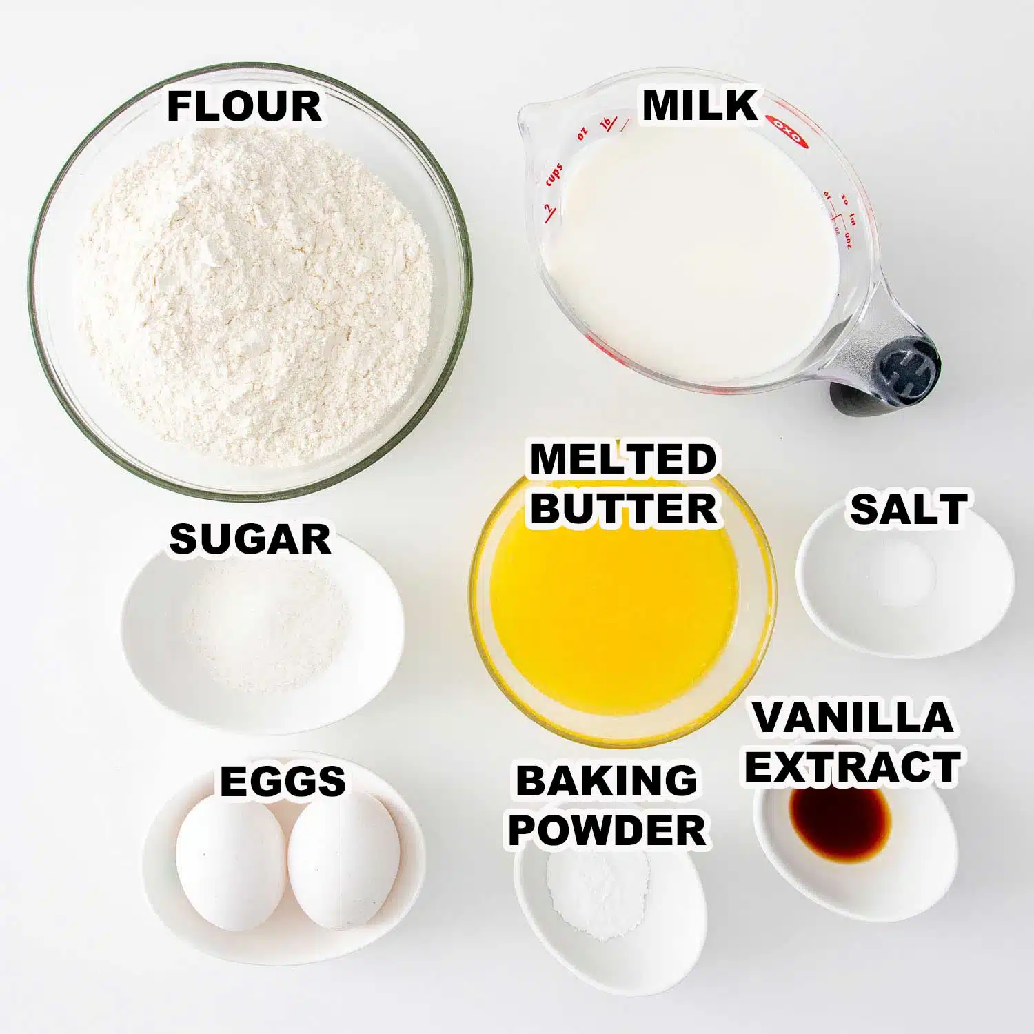 ingredients needed to make waffles.