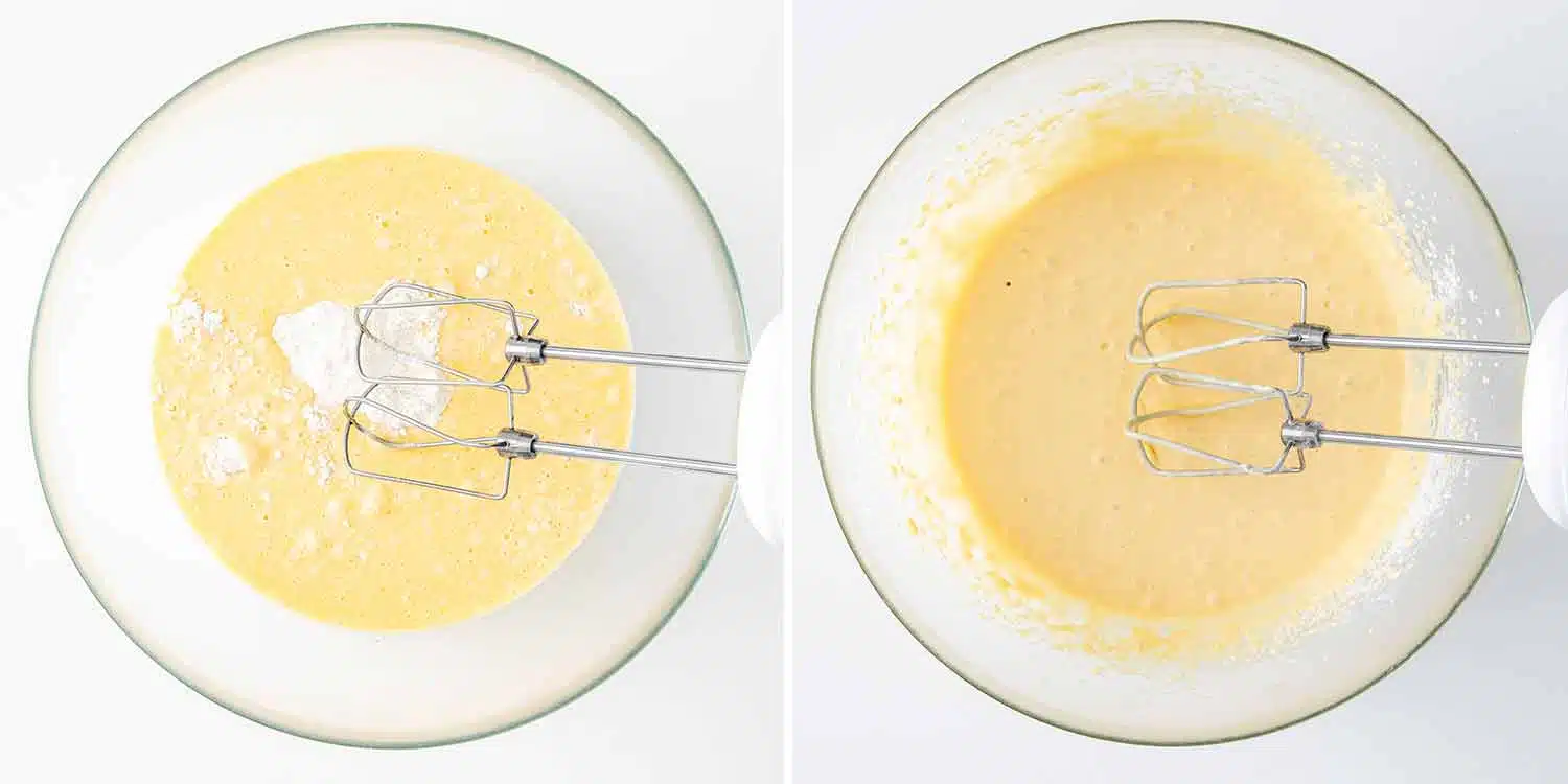 process shots showing how to make waffles.