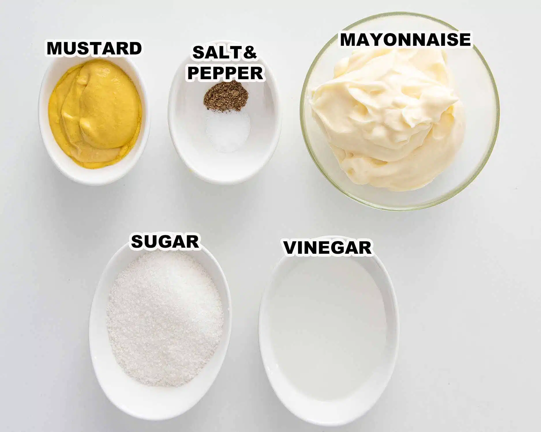 ingredients needed to make dressing for macaroni salad.