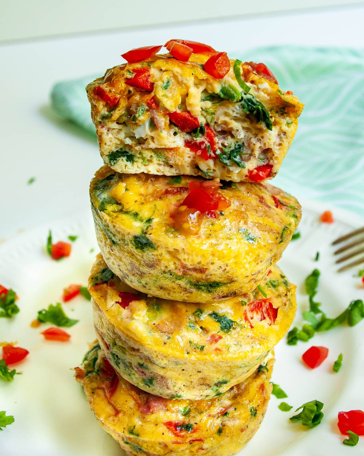 a stack of 4 breakfast egg muffins