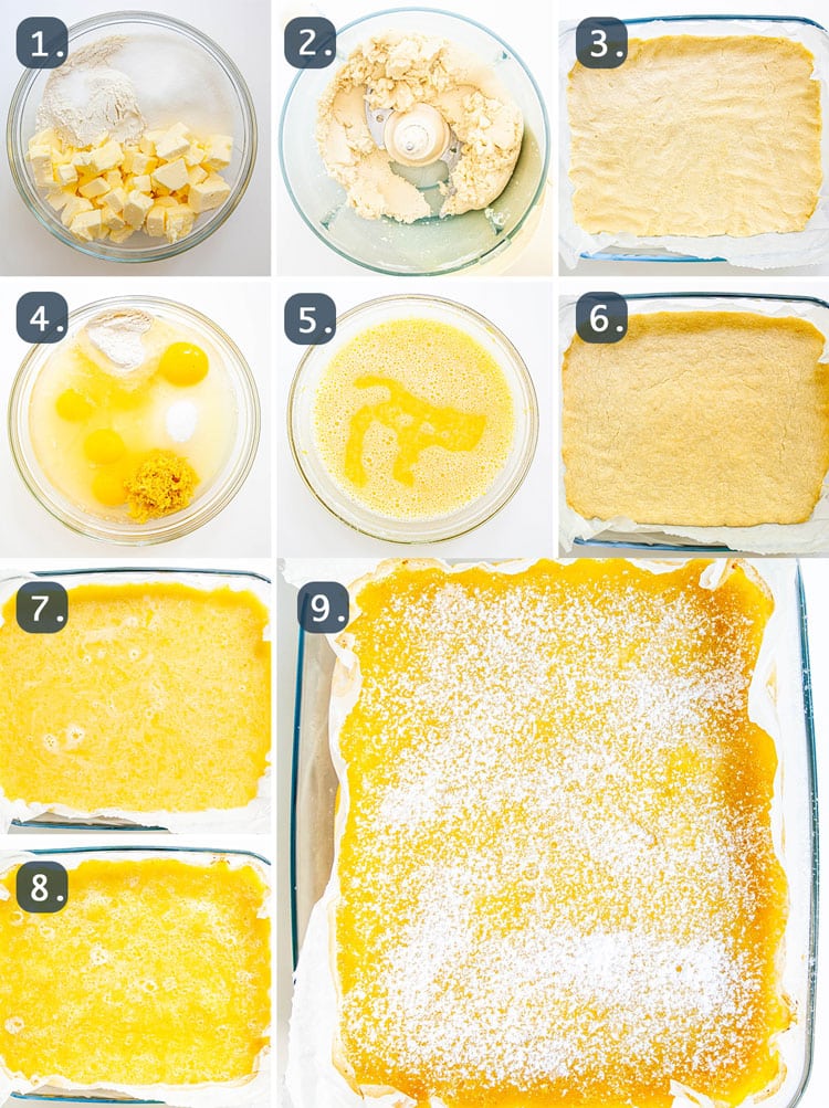 process shots showing how to make lemon bars