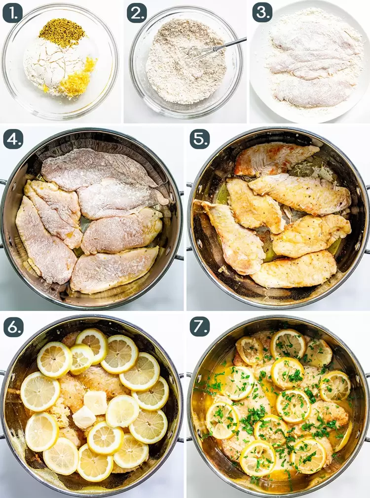 process shots showing how to make Lemon Pepper Chicken