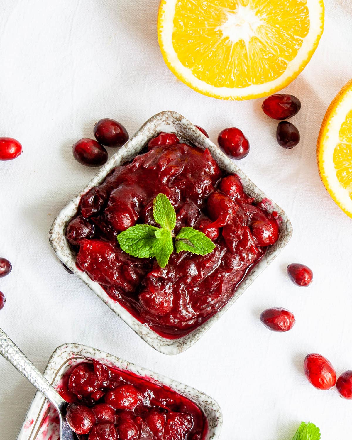 cranberry sauce in a small bowl