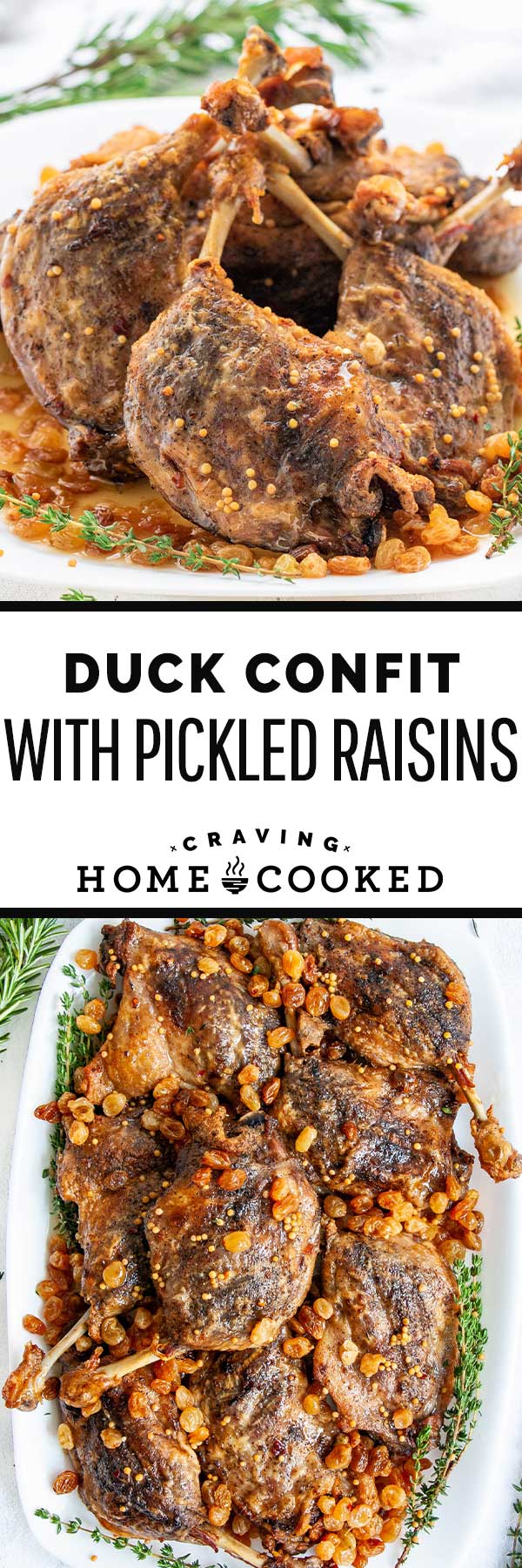 duck confit with pickled raisins