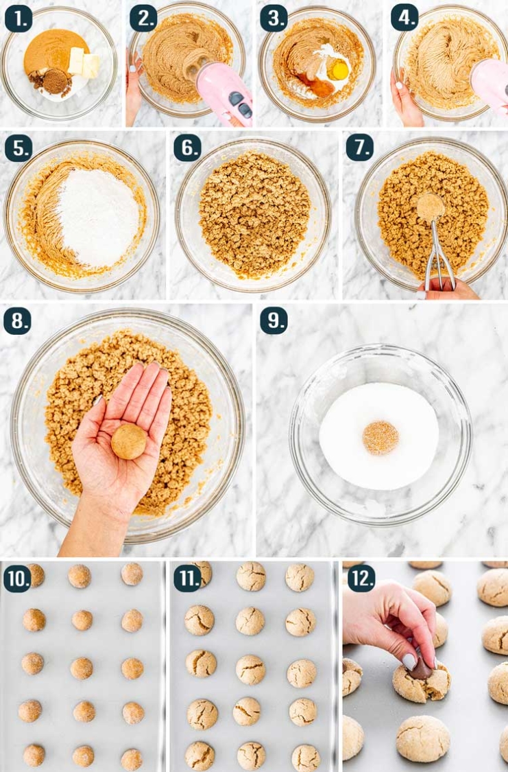 process shots showing how to make peanut butter blossoms