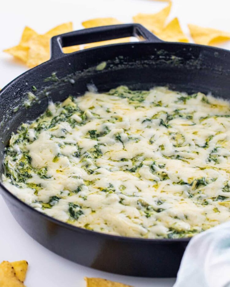 spinach dip in a skillet