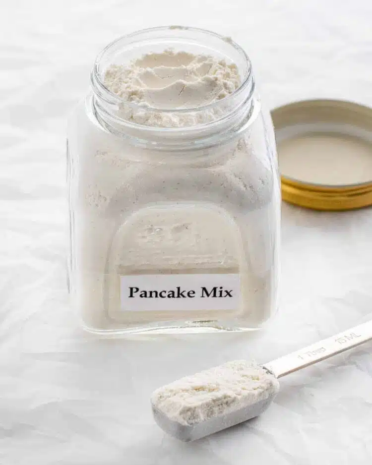 a jar full of homemade pancake mix