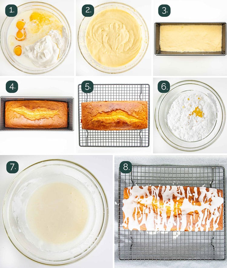 process shots showing how to make lemon bread