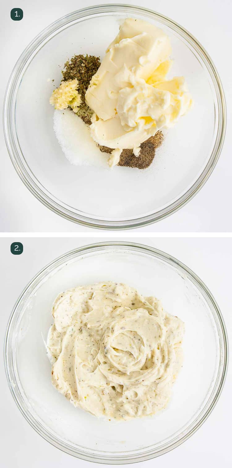 process shots showing how to make garlic butter
