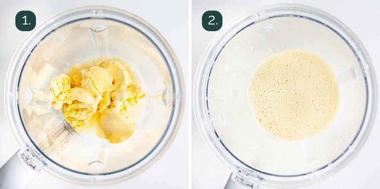 process shots showing how to make a milkshake
