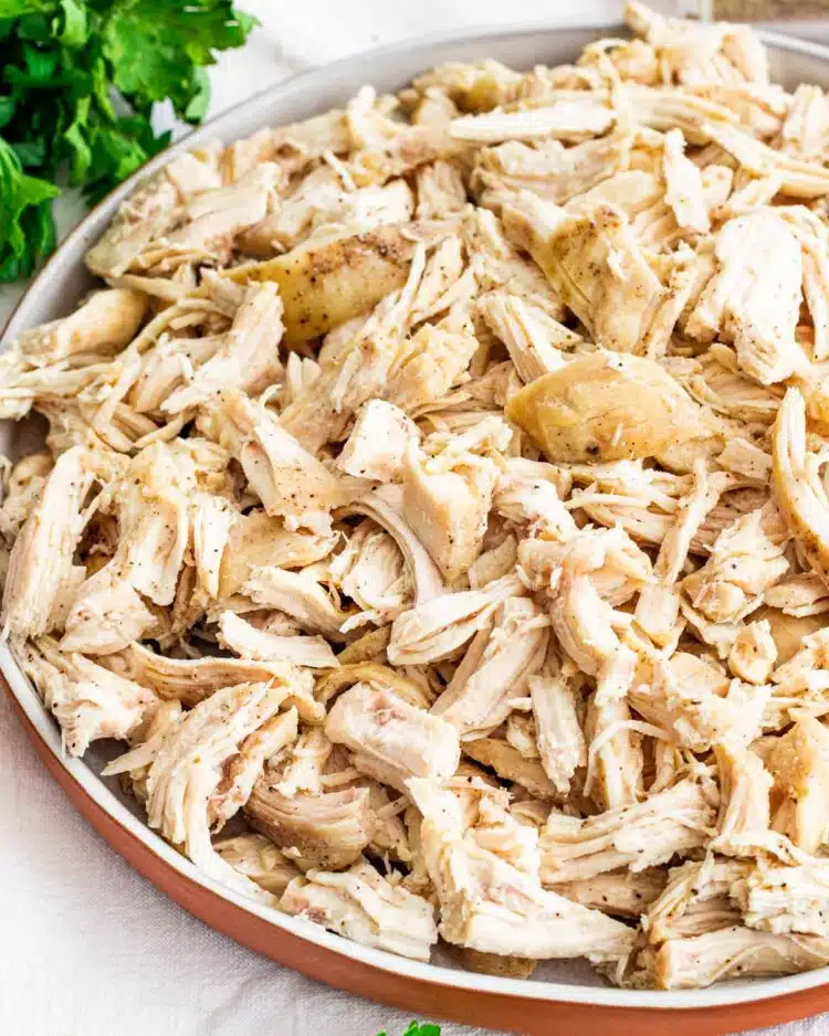 shredded chicken on a serving plate