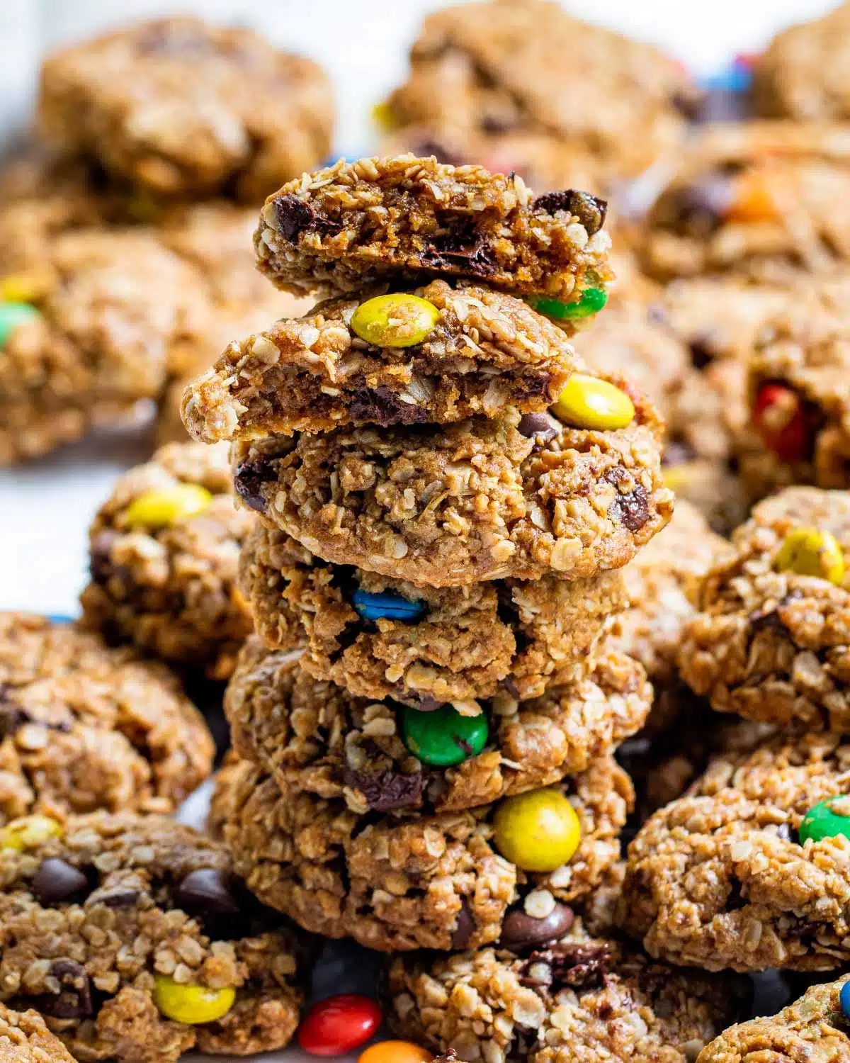 a stack of monster cookies.