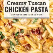 pin for creamy tuscan chicken pasta.
