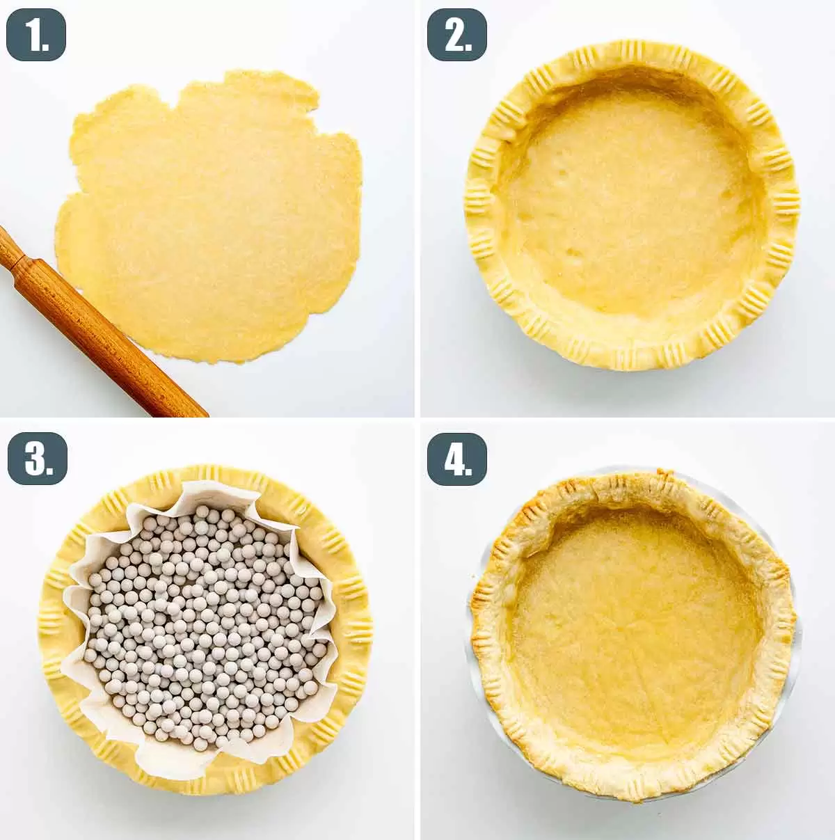 process shots showing how to prepare pie crust.
