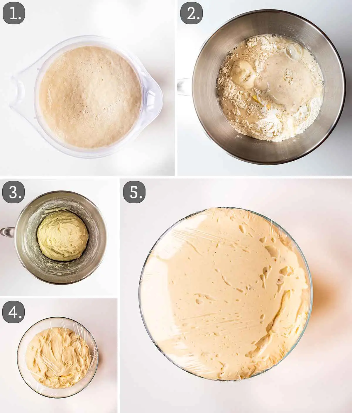 process shots showing how to make dough for breadsticks.