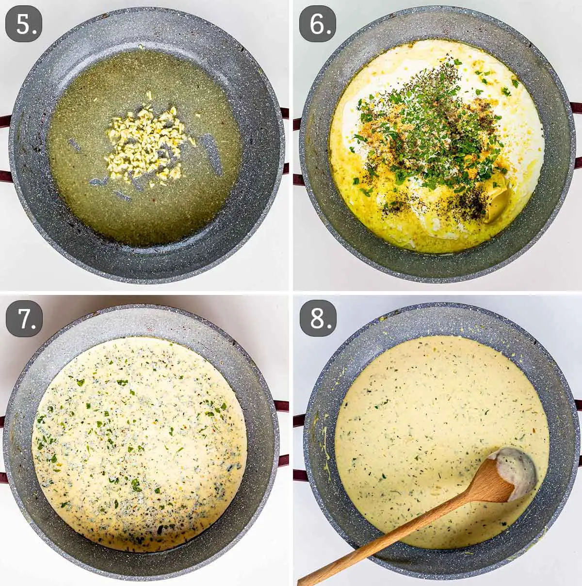 detailed process shots showing how to make mustard sauce.