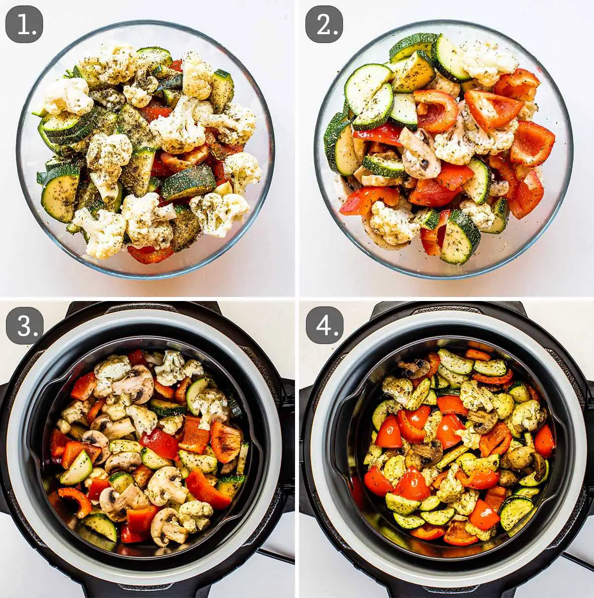 process shots showing how to make air fryer vegetables.