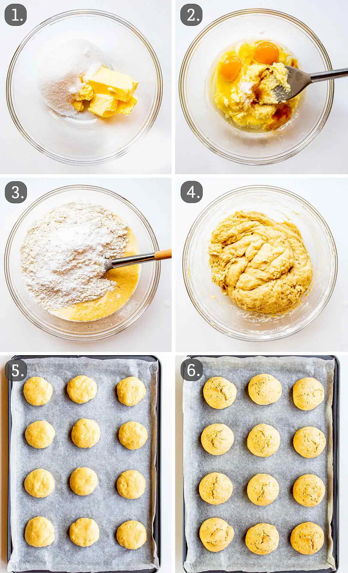 process shots showing how to make italian peach cookies.