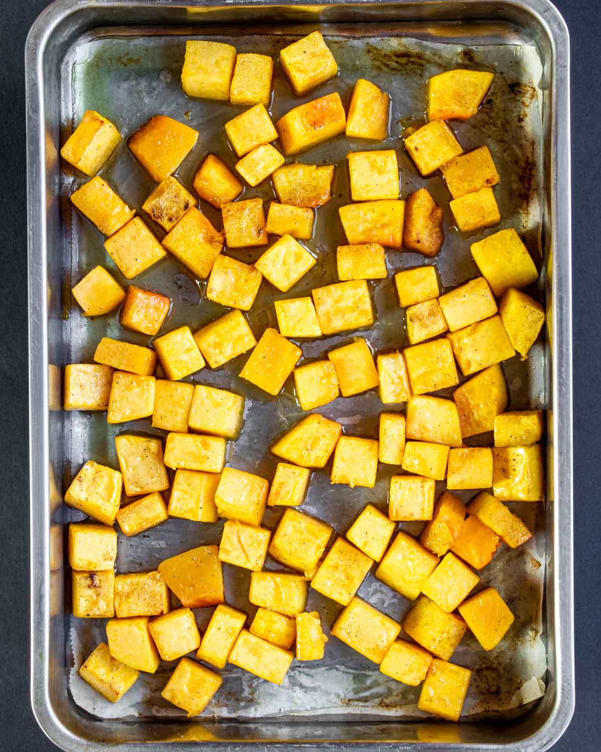 fresh out of the oven roasted butternut squash.