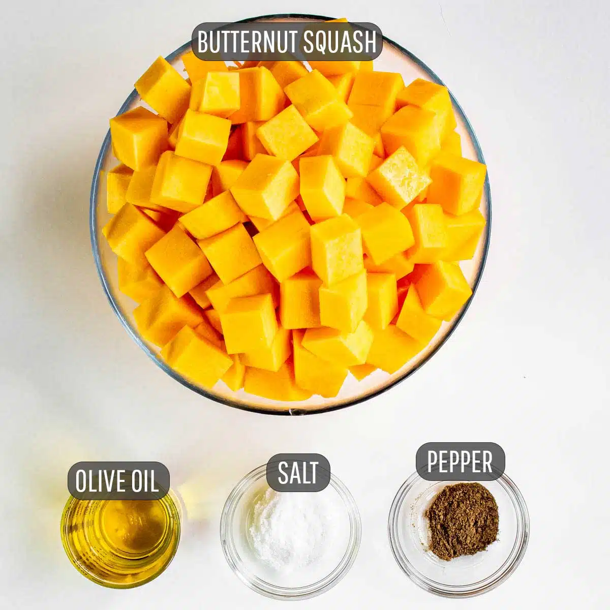 overhead shot of ingredients needed to make roasted butternut squash.