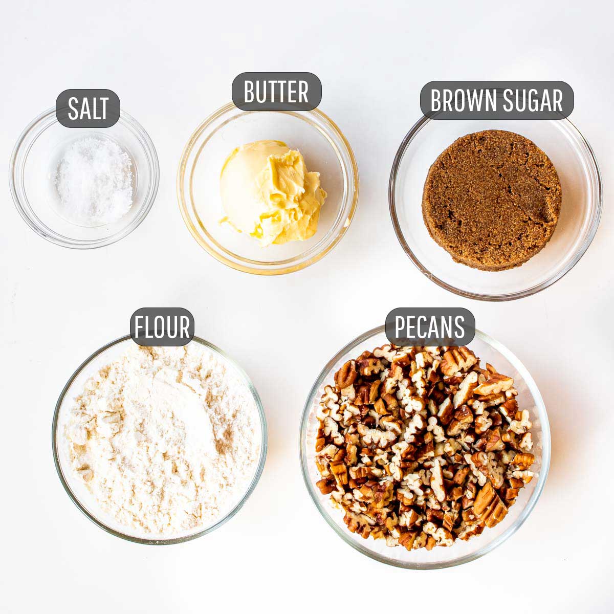 ingredients needed to make a crunchy topping for sweet potato casserole.