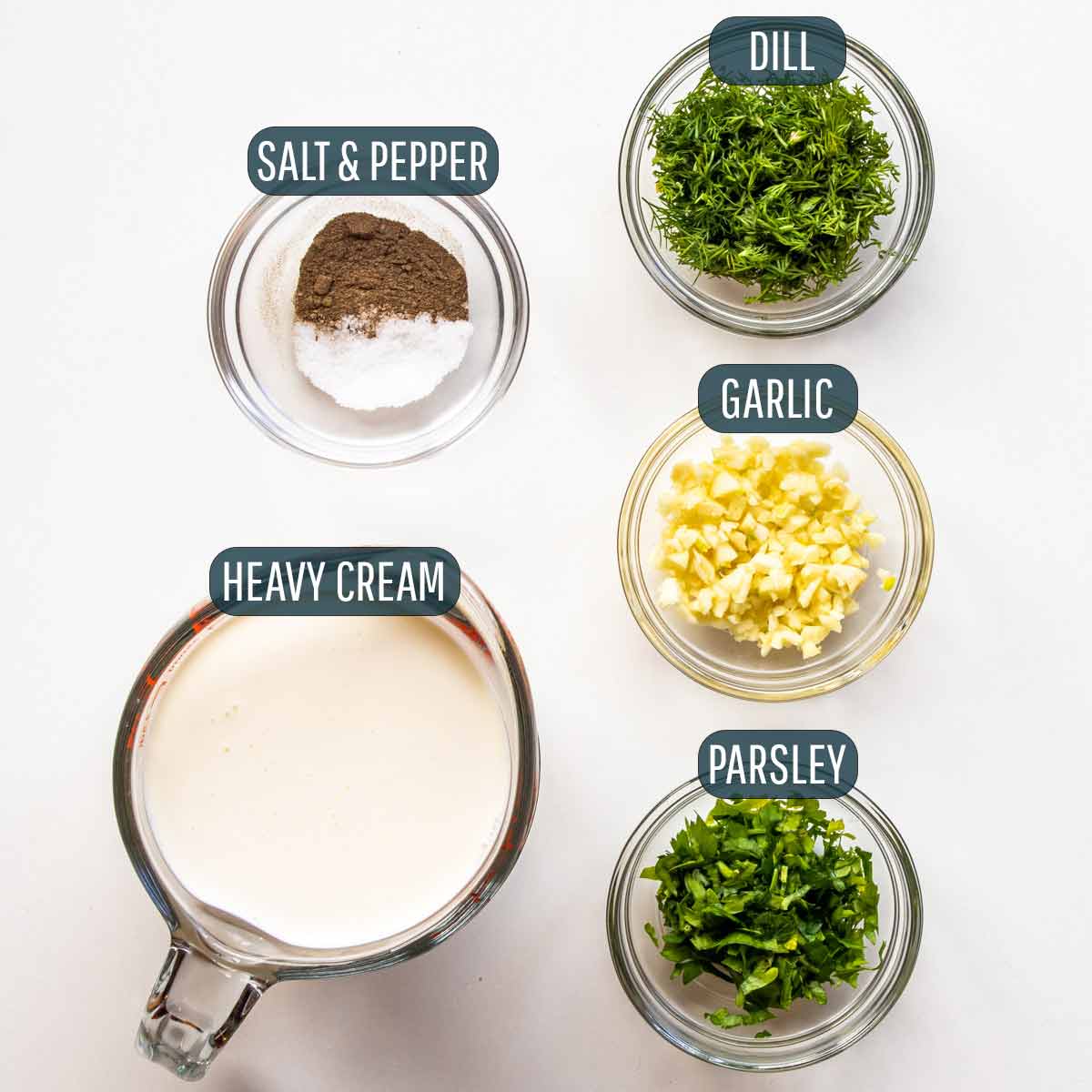 ingredients needed to make sauce for creamy herb chicken.