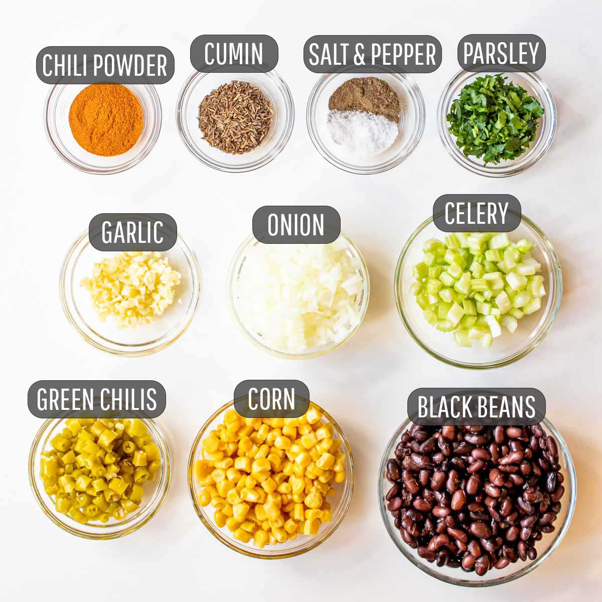 ingredients needed to make southwestern style stuffed peppers.