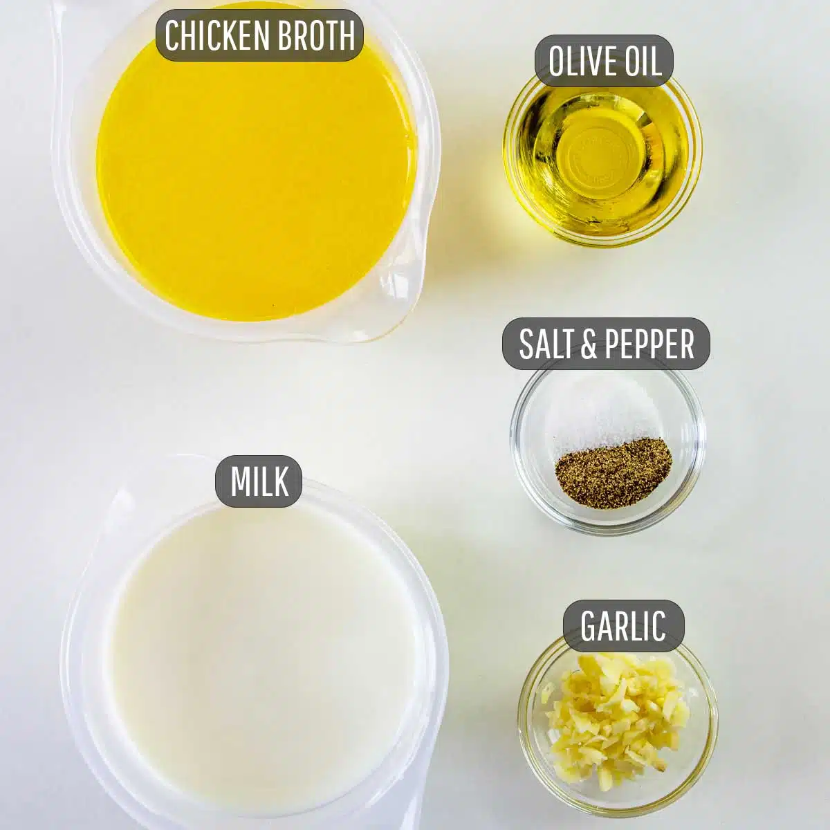 ingredients needed to make creamy pesto chicken pasta.