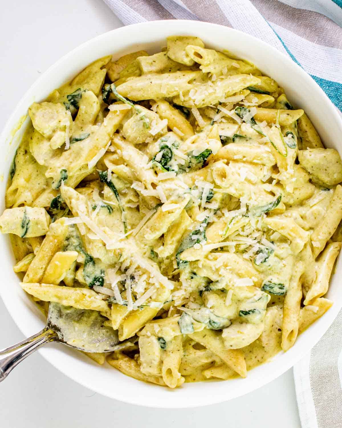 Creamy Chicken Pesto Pasta - Craving Home Cooked