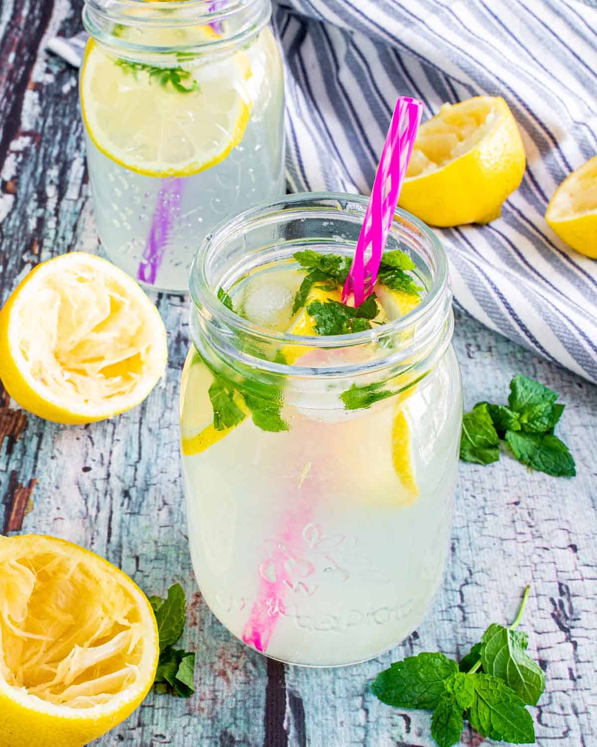 lemonade in a jar glass.
