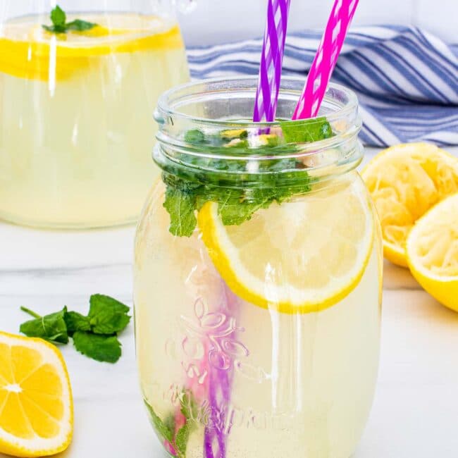 lemonade in a jar glass.