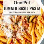 pin for one pot tomato basil pasta.