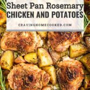 pin for sheet pan rosemary chicken and potatoes.