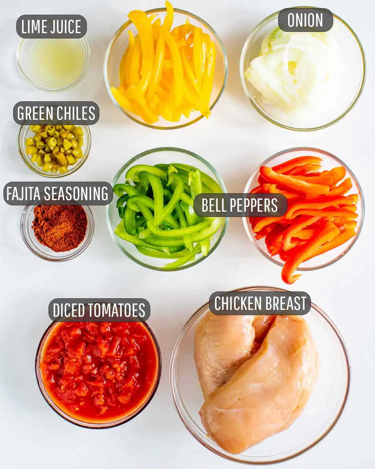 ingredients needed to make chicken fajitas in the slow cooker.