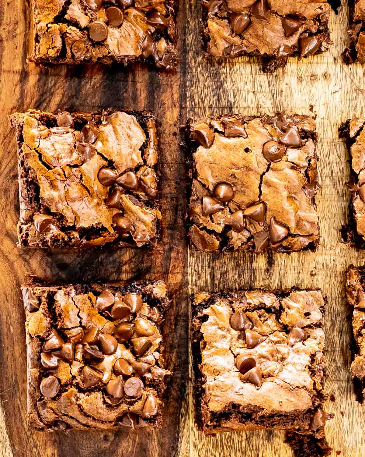 cut up brownies on a cutting board.
