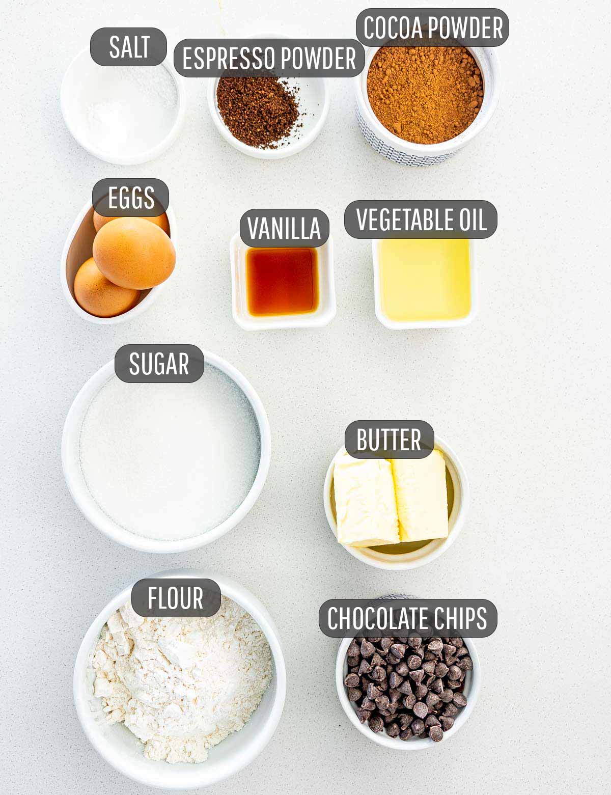 ingredients needed to make the best brownies.