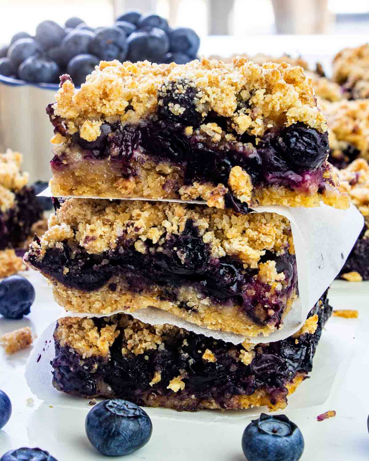 a stack of 3 blueberry bars.