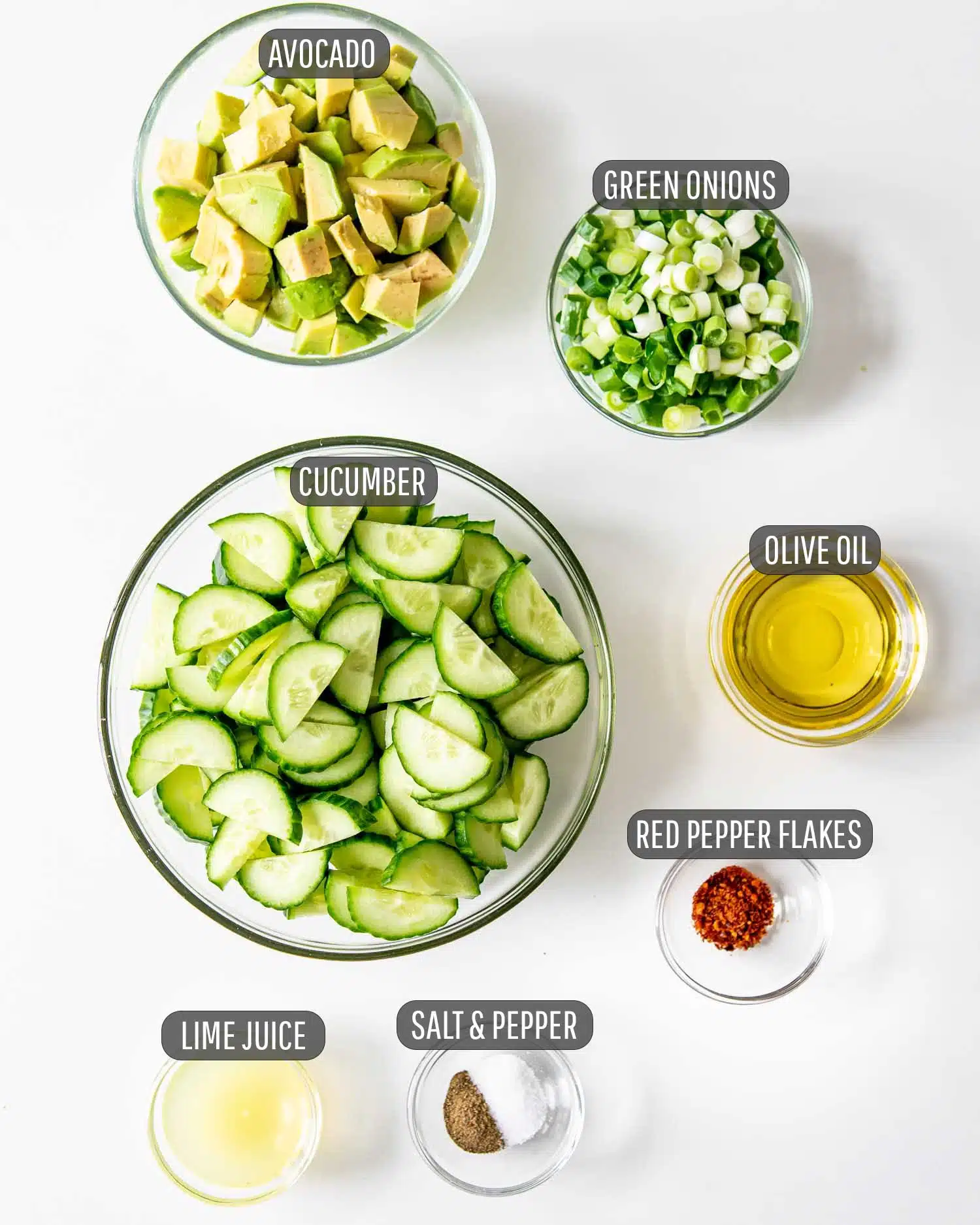 ingredients needed to make cucumber avocado salad.