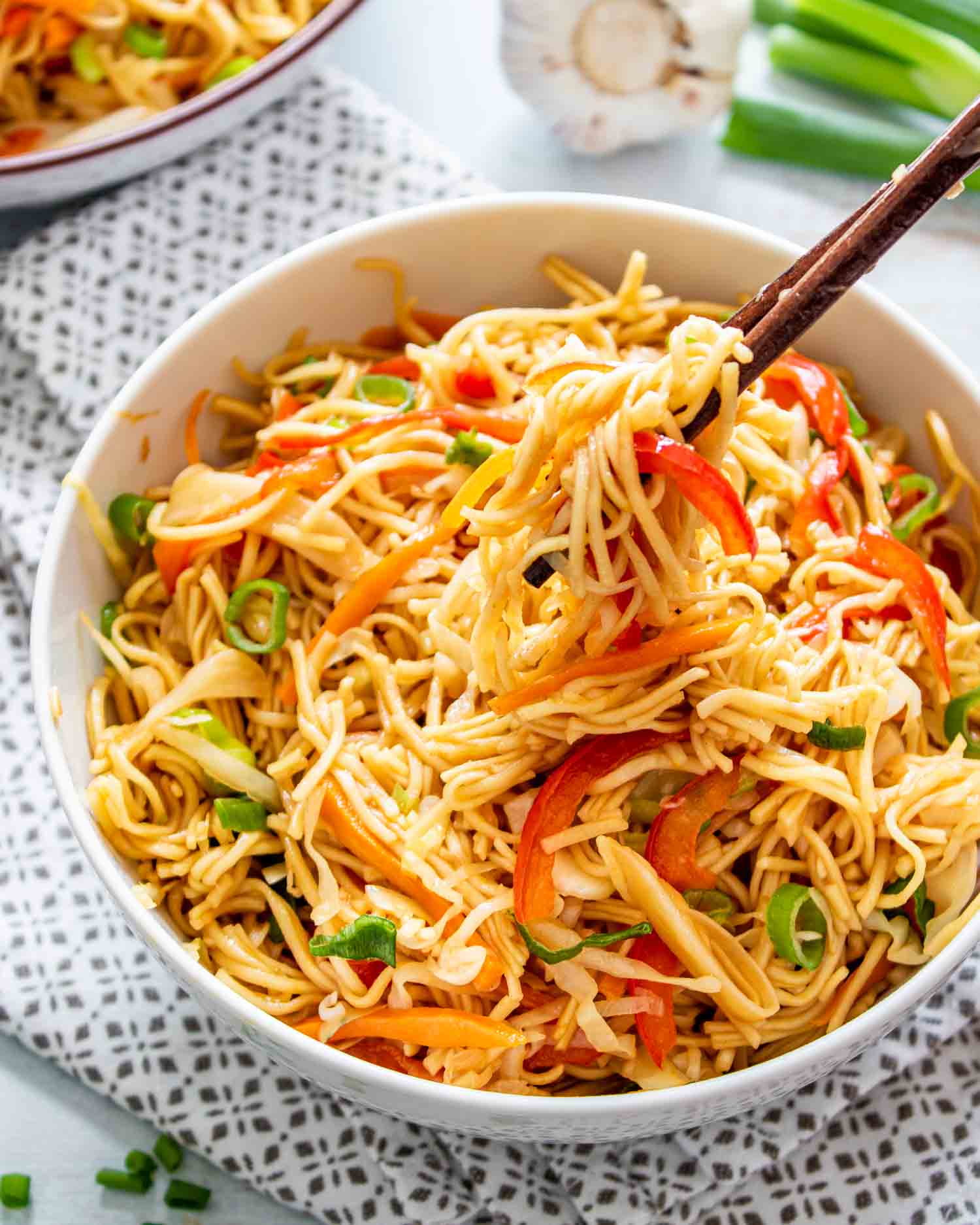 chow mein in a white bowl