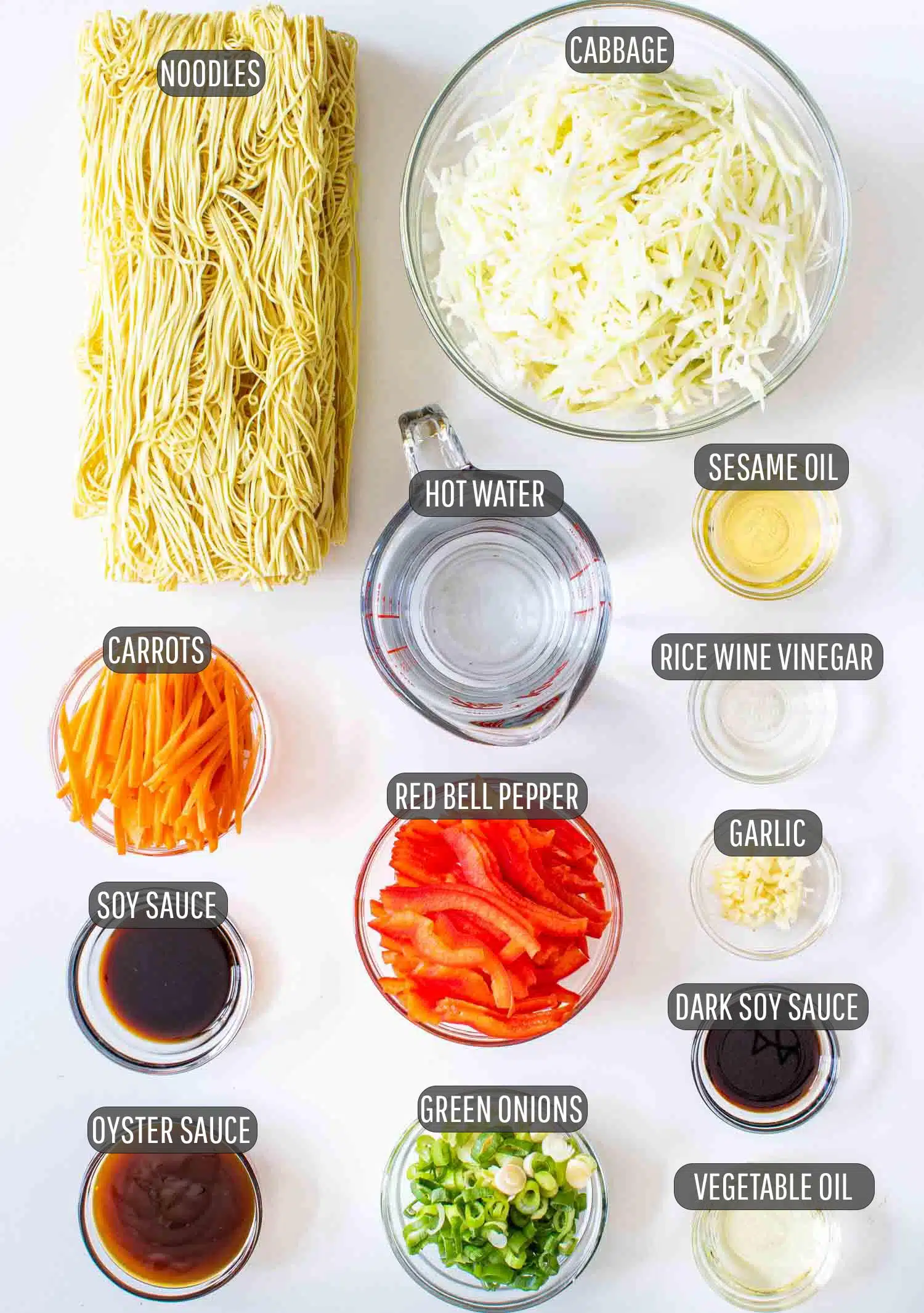 ingredients needed to make chow mein.