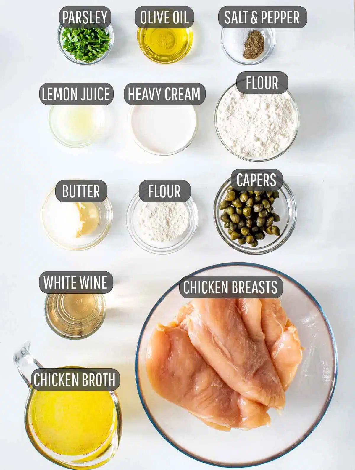 ingredients needed to make creamy chicken piccata.