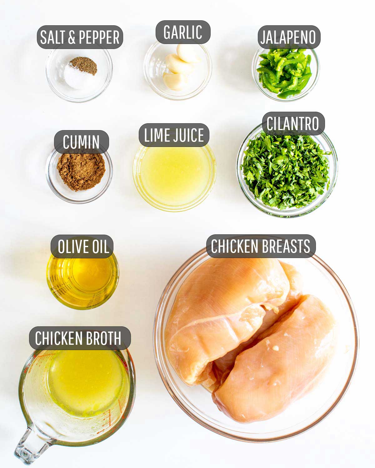 ingredients needed to make cilantro lime chicken in the crockpot.