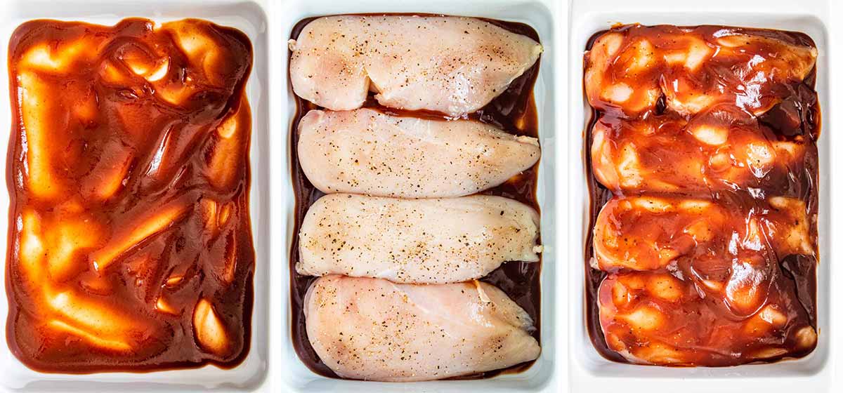 process shots showing how to prep monterey chicken.