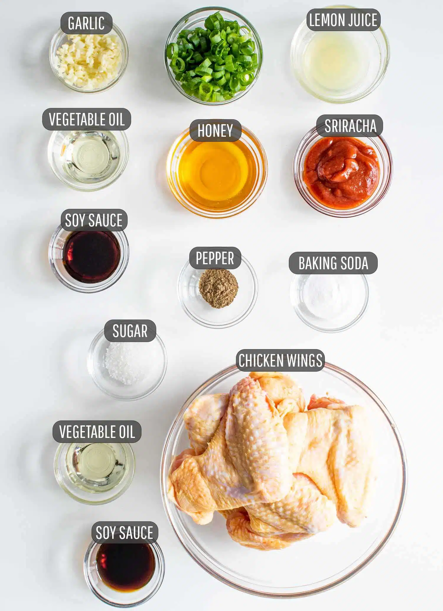 ingredients needed to make thai chicken wings.