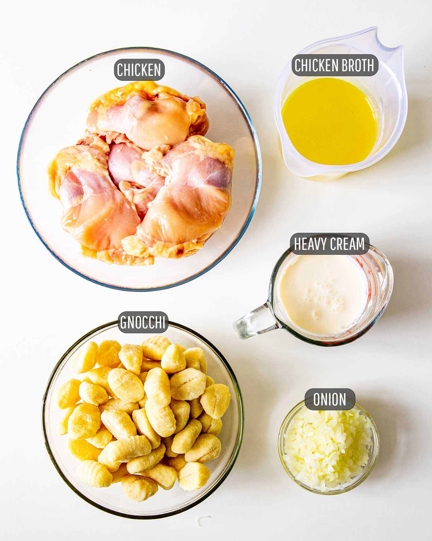ingredients needed for creamy chicken gnocchi.