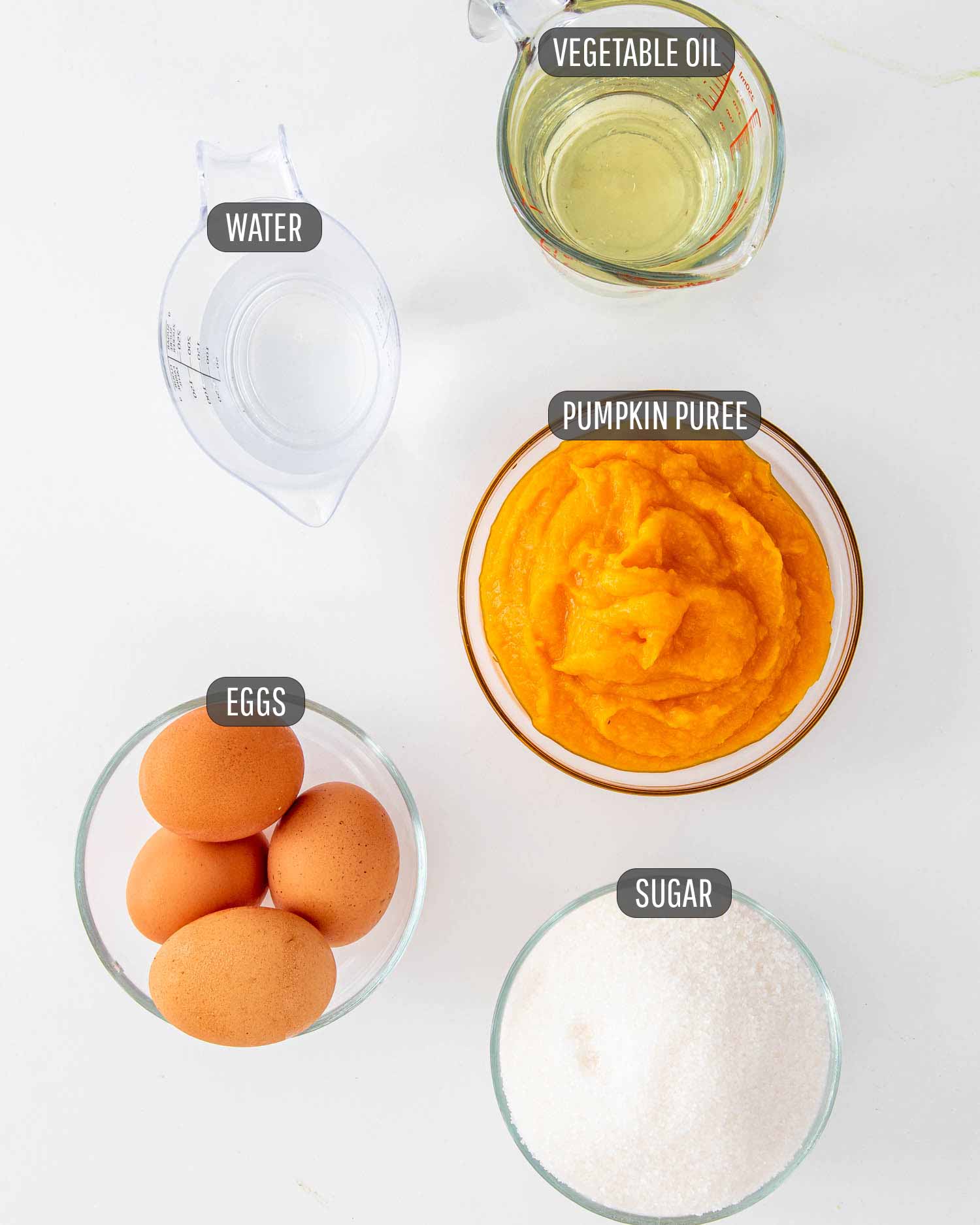 wet ingredients needed to make pumpkin bread.