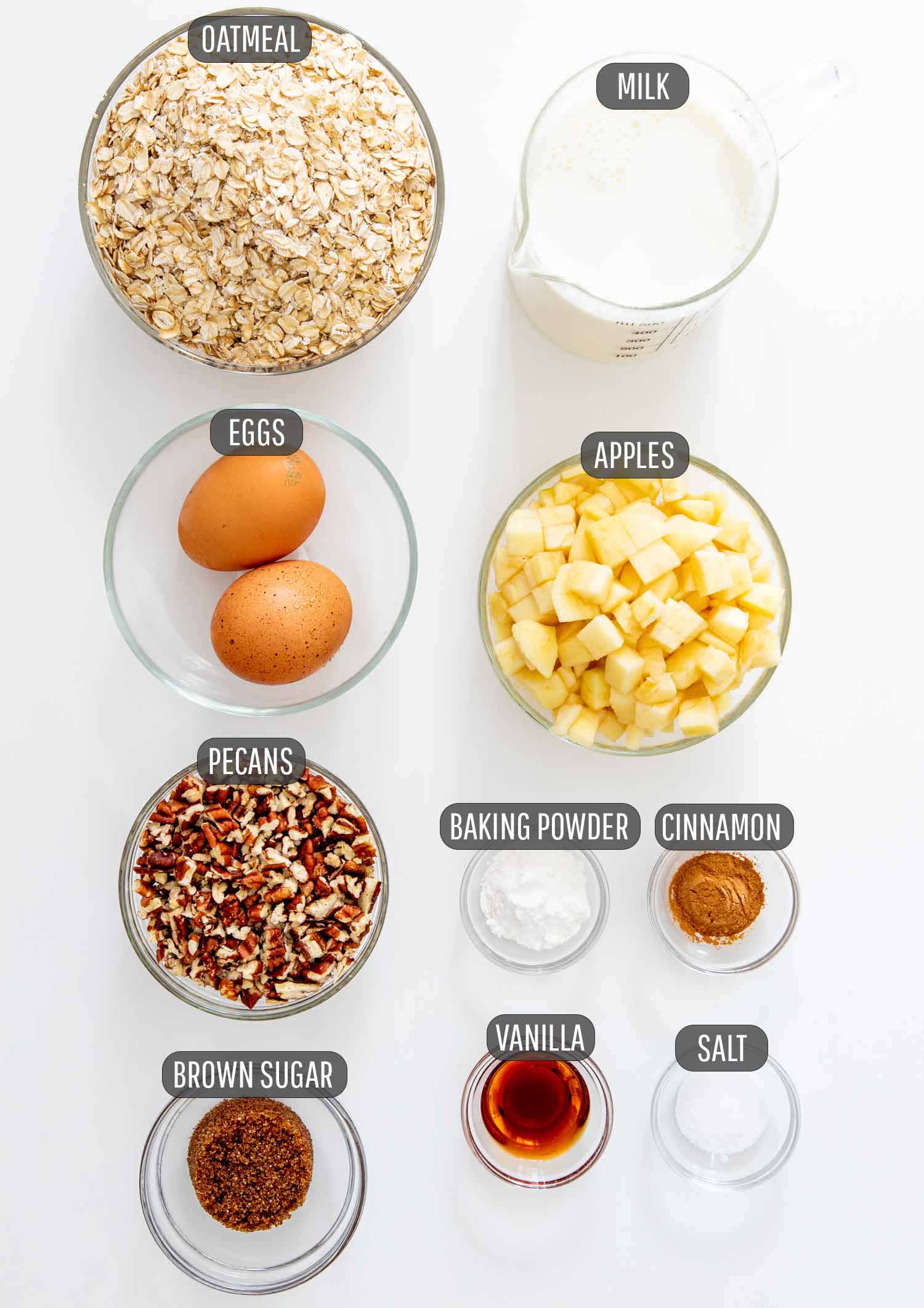ingredients needed for apple pie baked oatmeal.