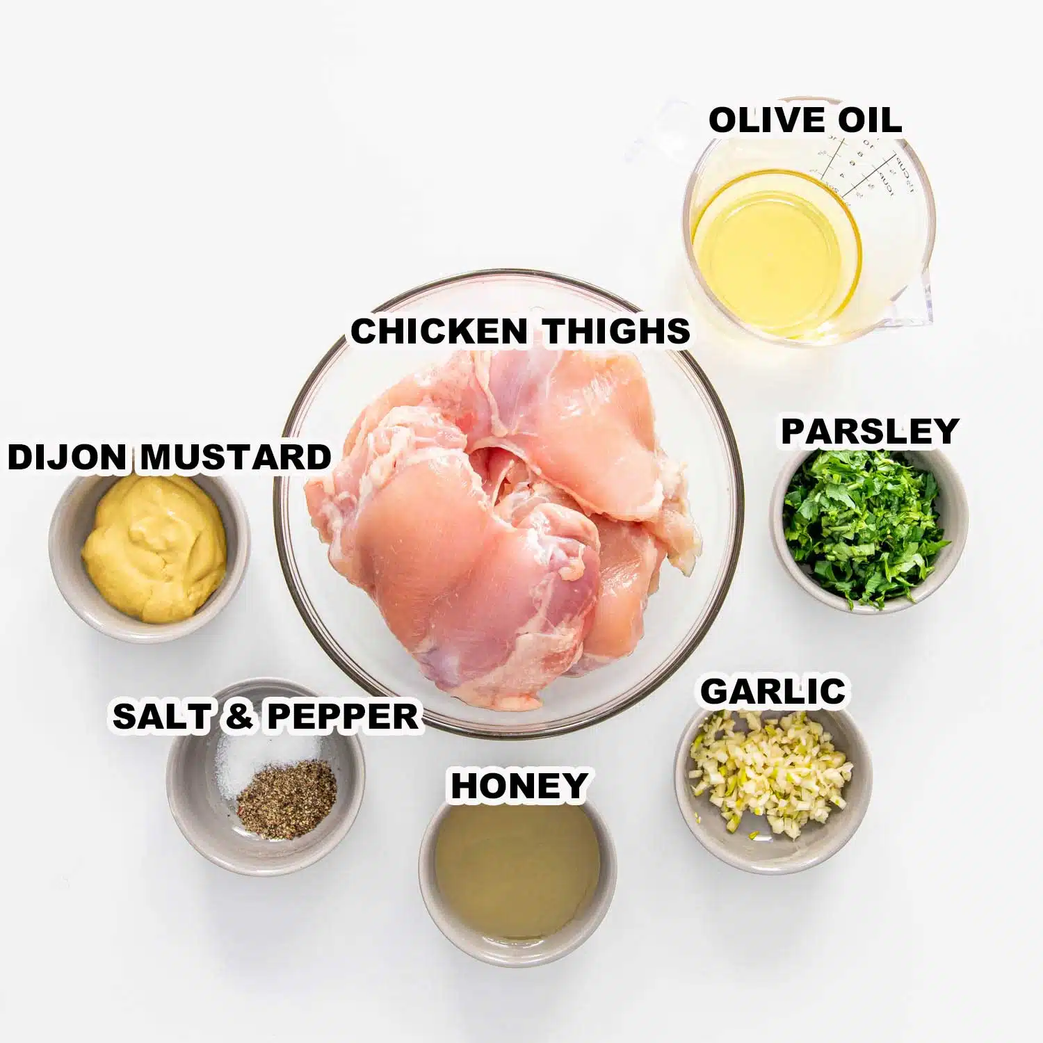 ingredients needed to make baked honey mustard chicken with potatoes.